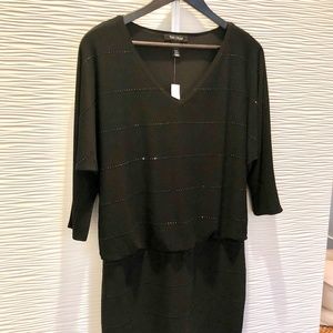 White House Black Market Black Beaded Dolman Mini Dress Size XS